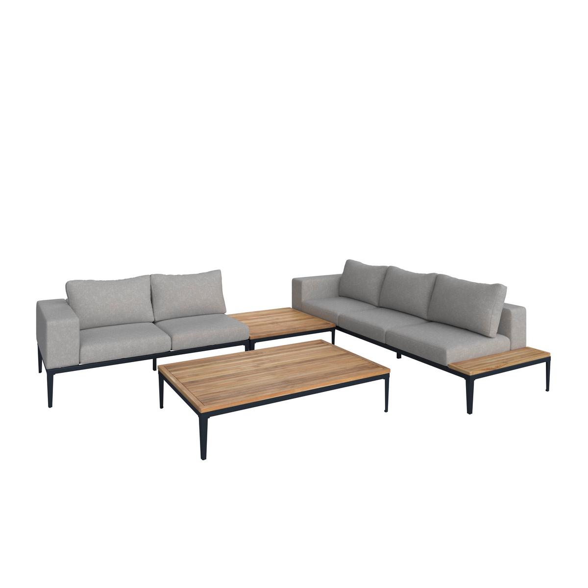 Loungegarnitur "Aurelia", hell/dunkelgrau, Holz/Metall - Dunkelgrau/Hellgrau, Modern, Holz/Textil (248/62,5/90cm) - Bessagi Garden