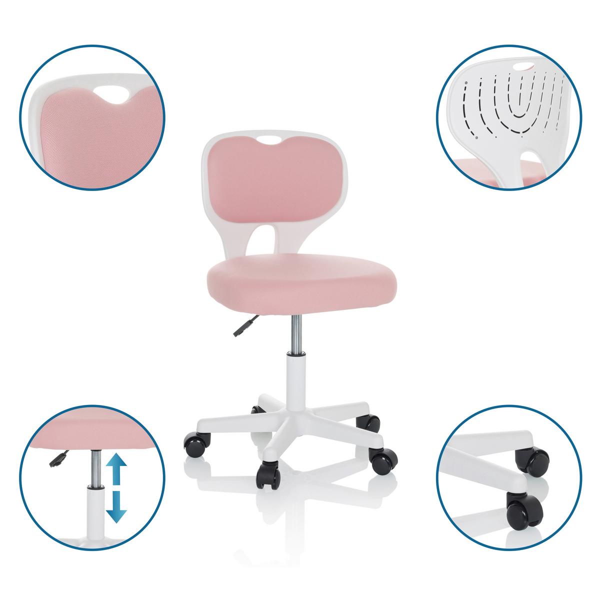 Otroški Vrtljivi Stol Kiddy Top W, Roza - roza/bela, Basics, umetna masa/tekstil (52/73/52cm) - MID.YOU