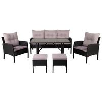 Dining-Loungeset Knock 6-tlg. Grau/Schwarz - Schwarz/Grau, KONVENTIONELL, Kunststoff - Gardenson