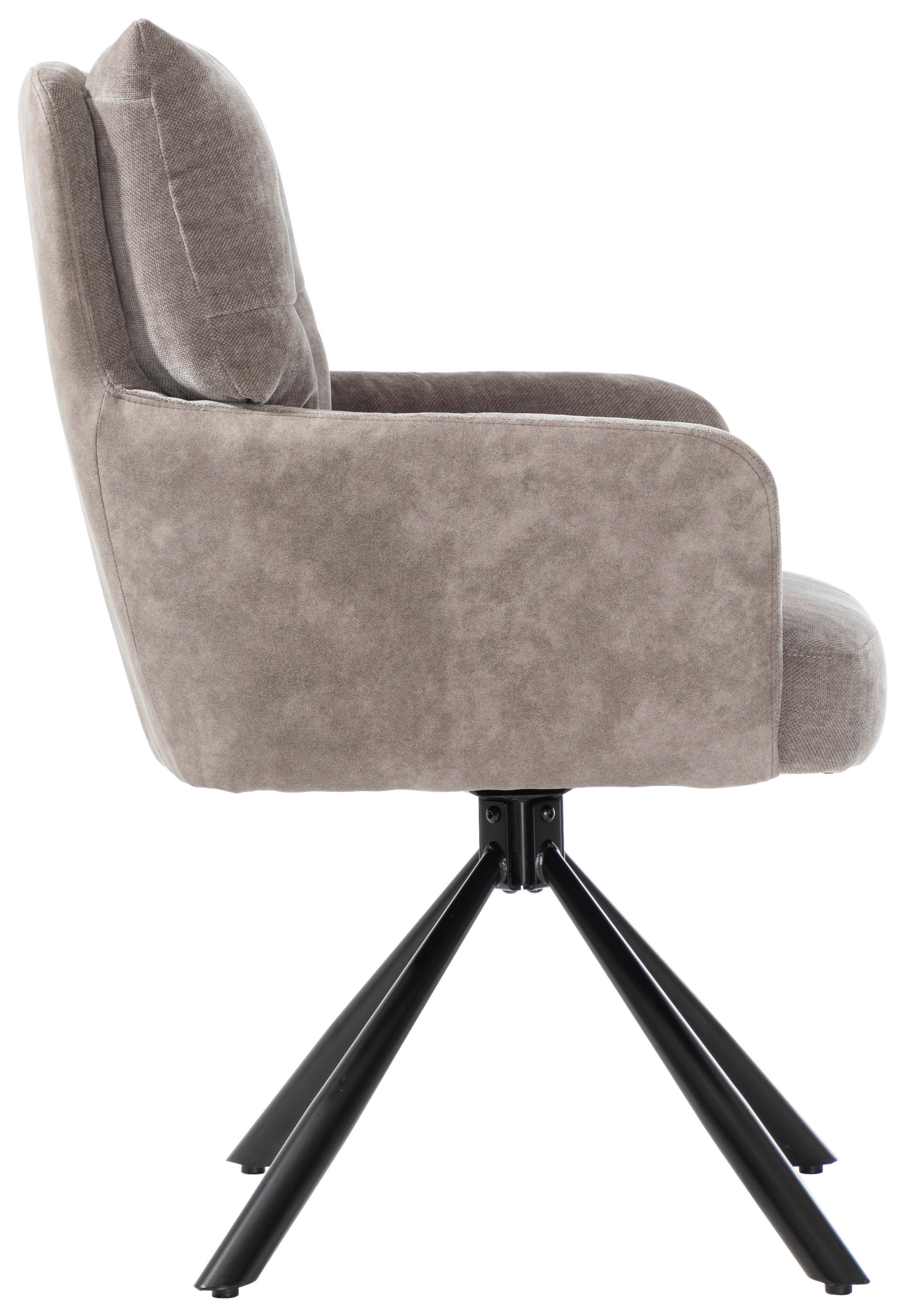 STOL MED ARMSTÖD SOPHIE - grå/svart, Modern, metall/textil (60/93/67cm) - Premium Living