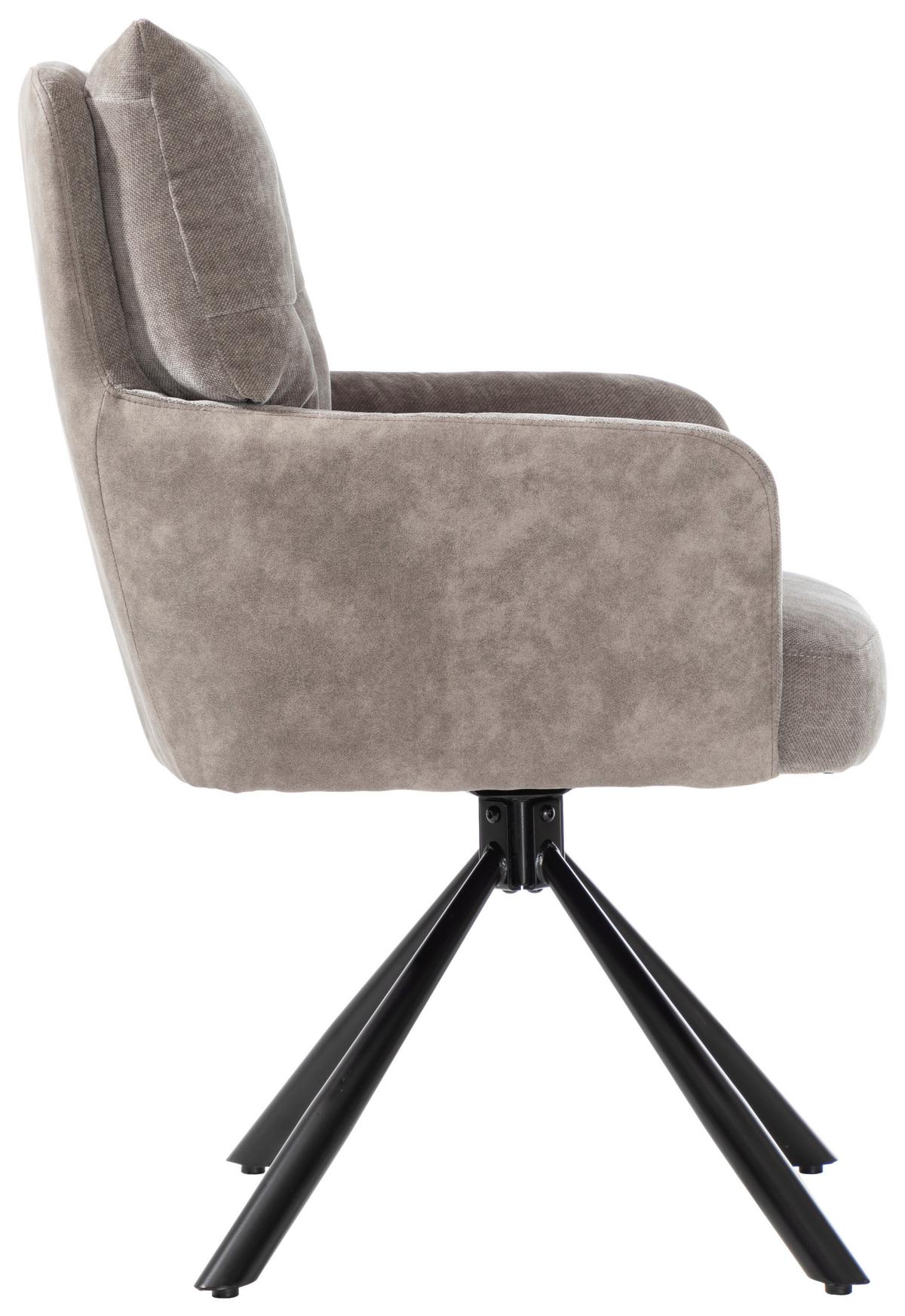 Armlehnstuhl Sophie Grau - Schwarz/Grau, Modern, Textil/Metall (60/93/67cm) - Premium Living