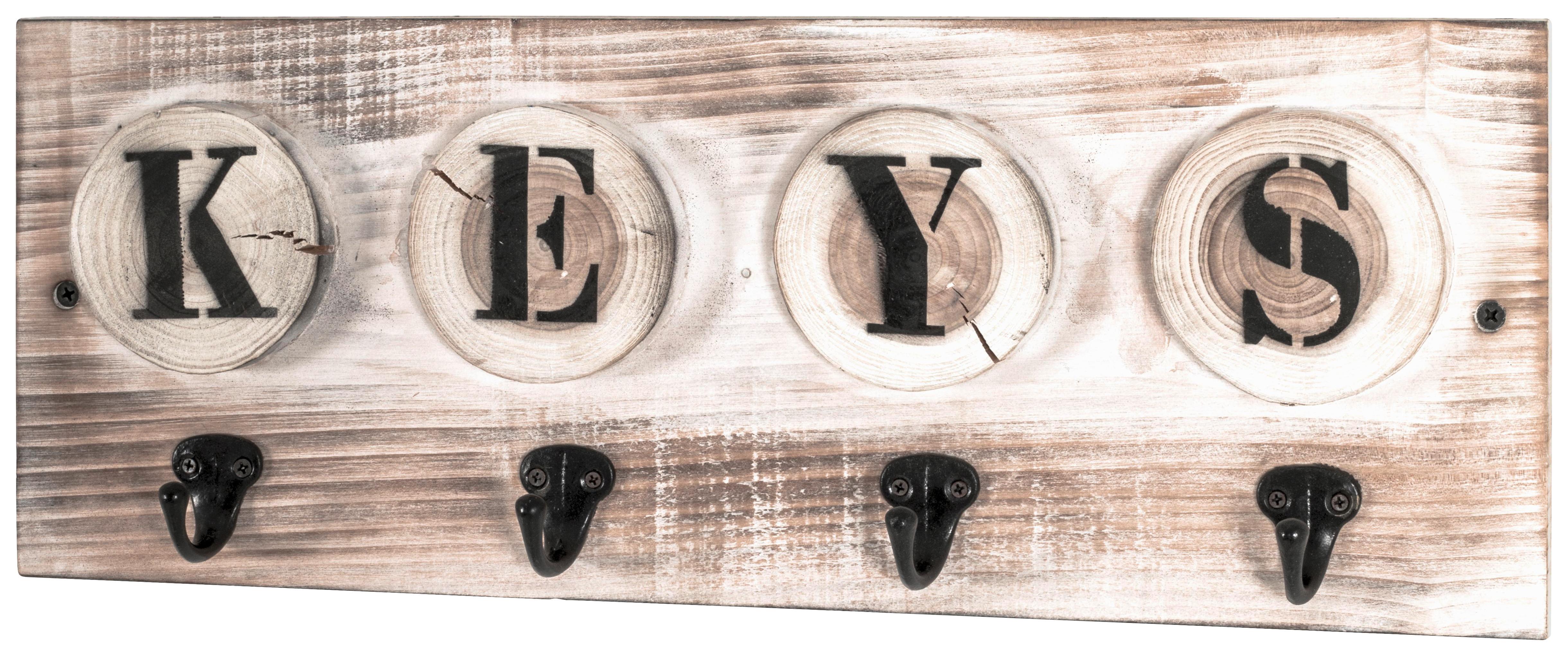 WIESZAK NA KLUCZE SHABBY VINTAGE - czarny/biały, Trend, metal/drewno (48/18/7cm)