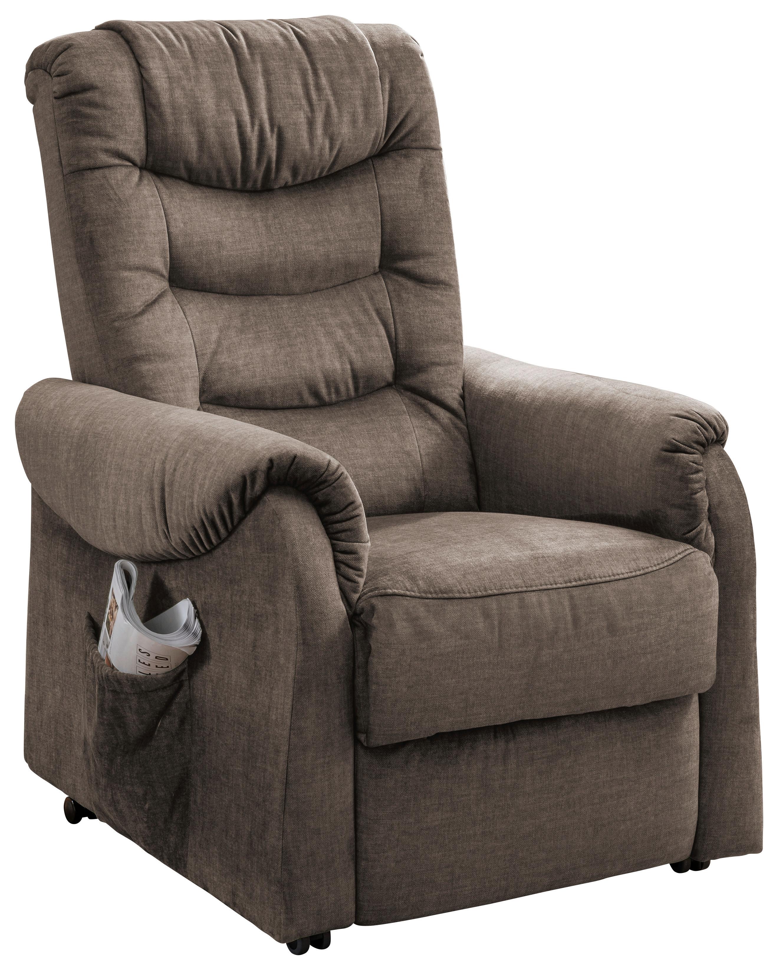 Fernsehsessel Nino Braun Velours - Schwarz/Braun, Design, Kunststoff/Textil (78/107/93cm) - Livetastic