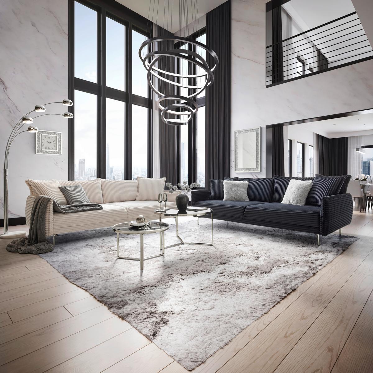 Bigsofa Kiss in Weiß - Chromfarben/Weiß, MODERN, Holzwerkstoff/Textil (241/90/117cm) - Mömax
