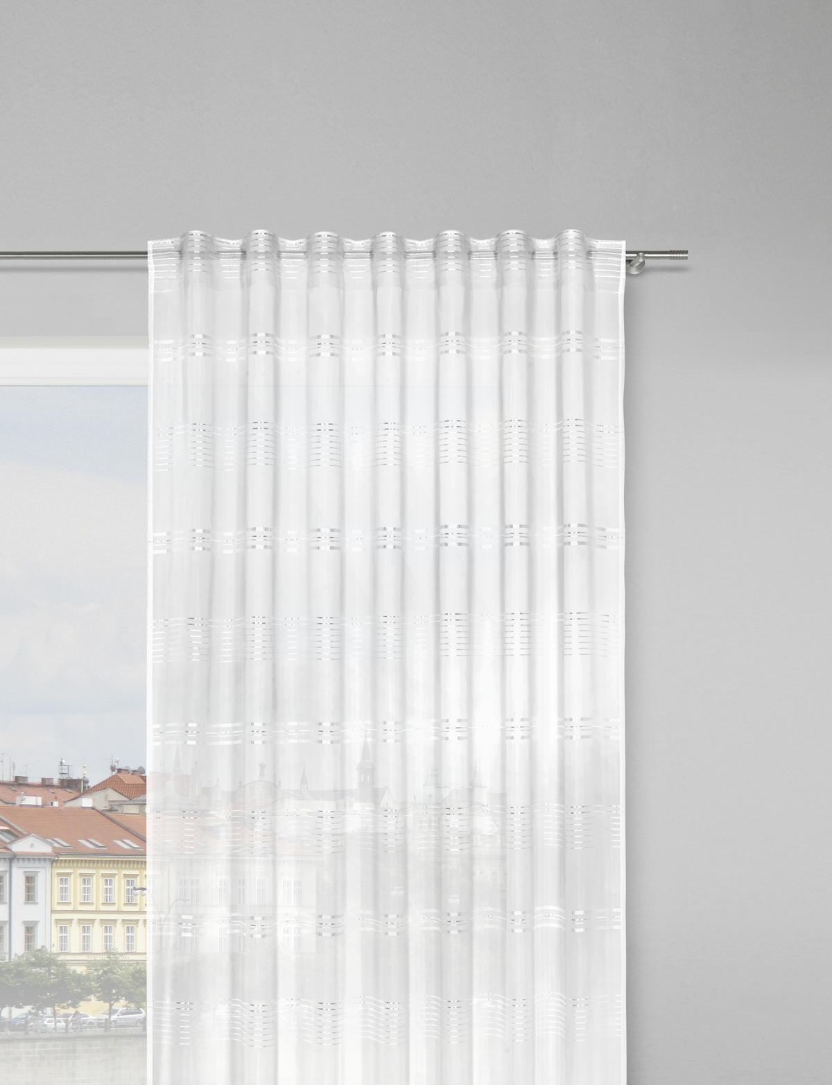Perdea prefabricată Louis - alb, Konventionell, textil (140/245cm) - Modern Living