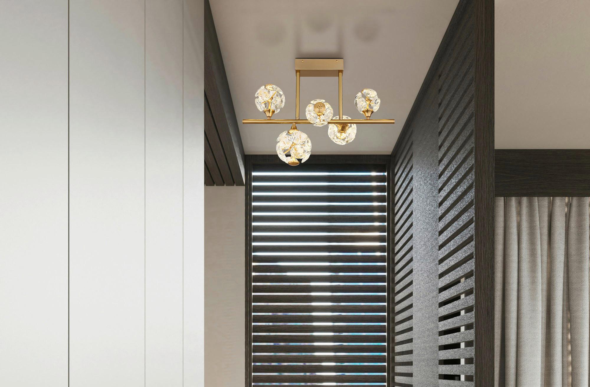 LED-DECKENLEUCHTE 16047-5DC VIRINA - Klar/Goldfarben, Konventionell, Glas/Metall (61/31/45cm) - Globo