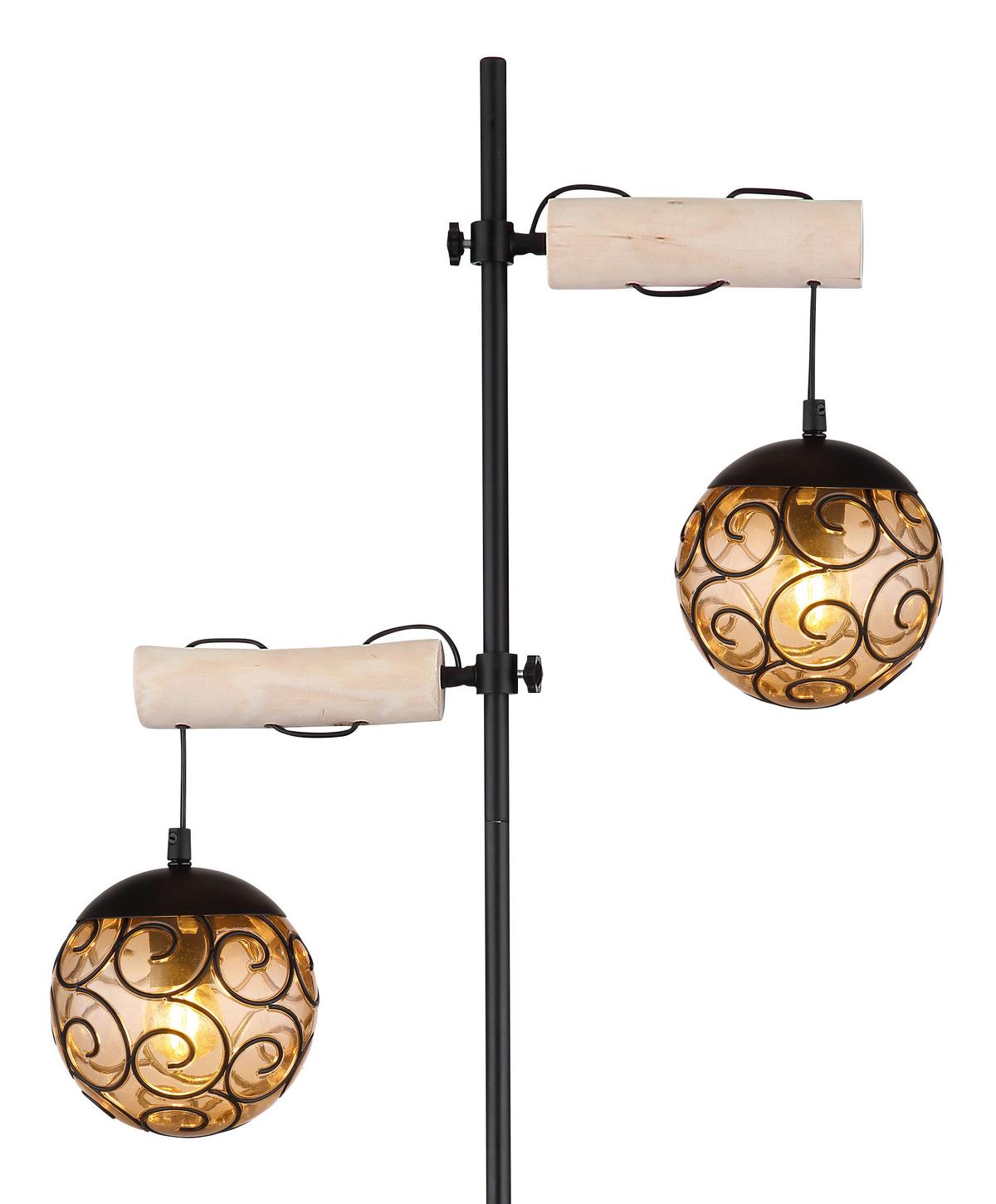 Stehleuchte Maxi max. 9 Watt - Bernsteinfarben/Schwarz, Design, Holz/Kunststoff (51/25/168cm) - Globo
