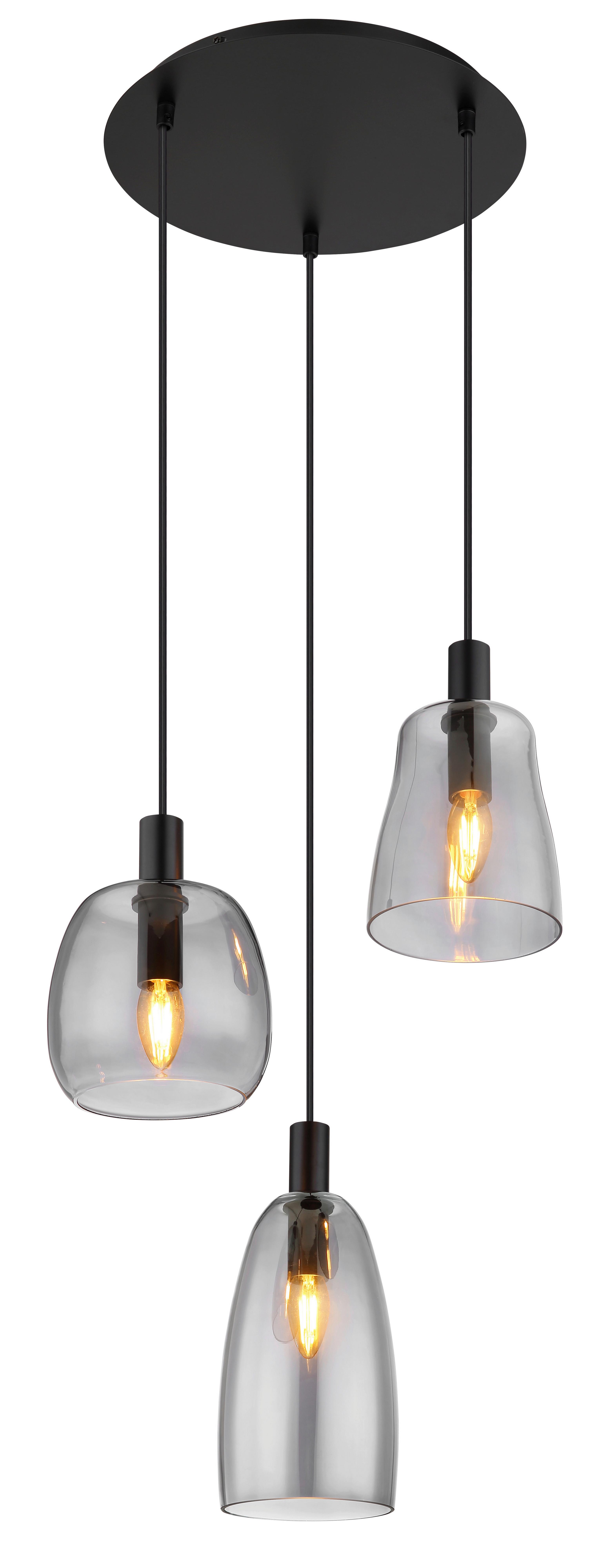 Hängeleuchte Garri max. 40 Watt - Schwarz, Design, Glas/Metall (43/150cm) - Globo