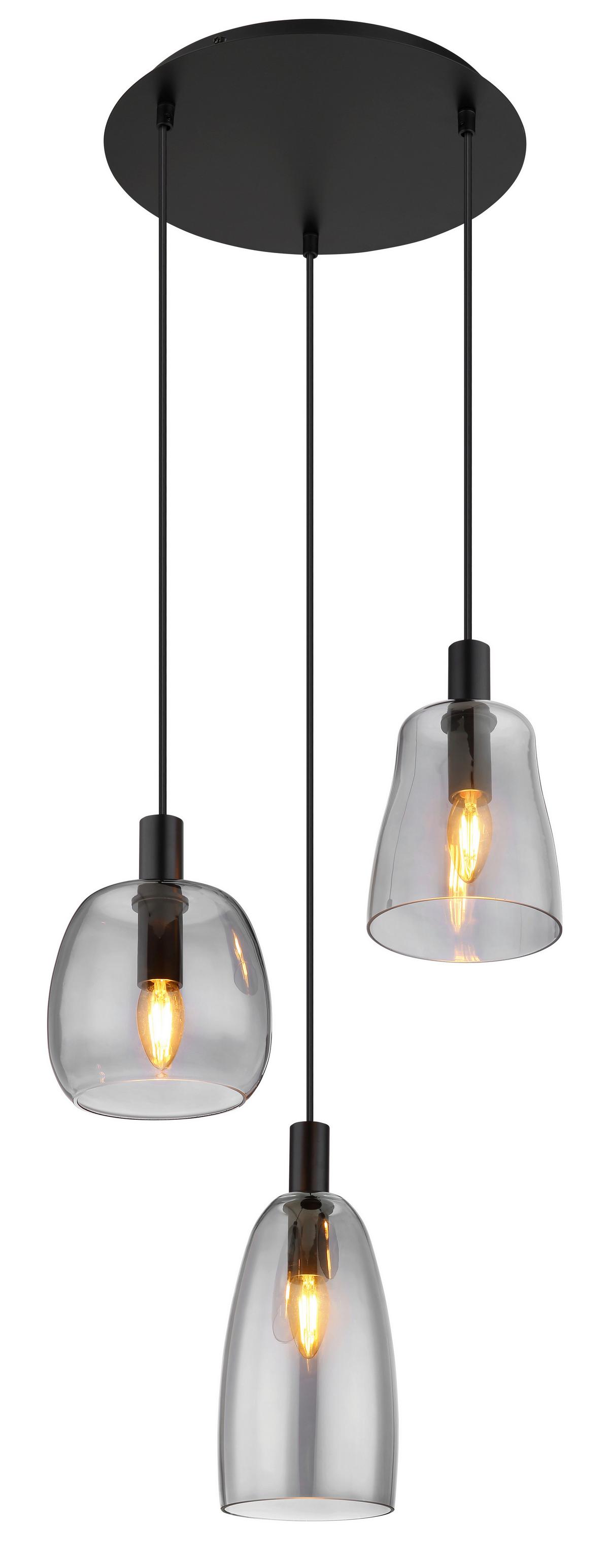Hängeleuchte Garri max. 40 Watt - Schwarz, Design, Glas/Metall (43/150cm) - Globo