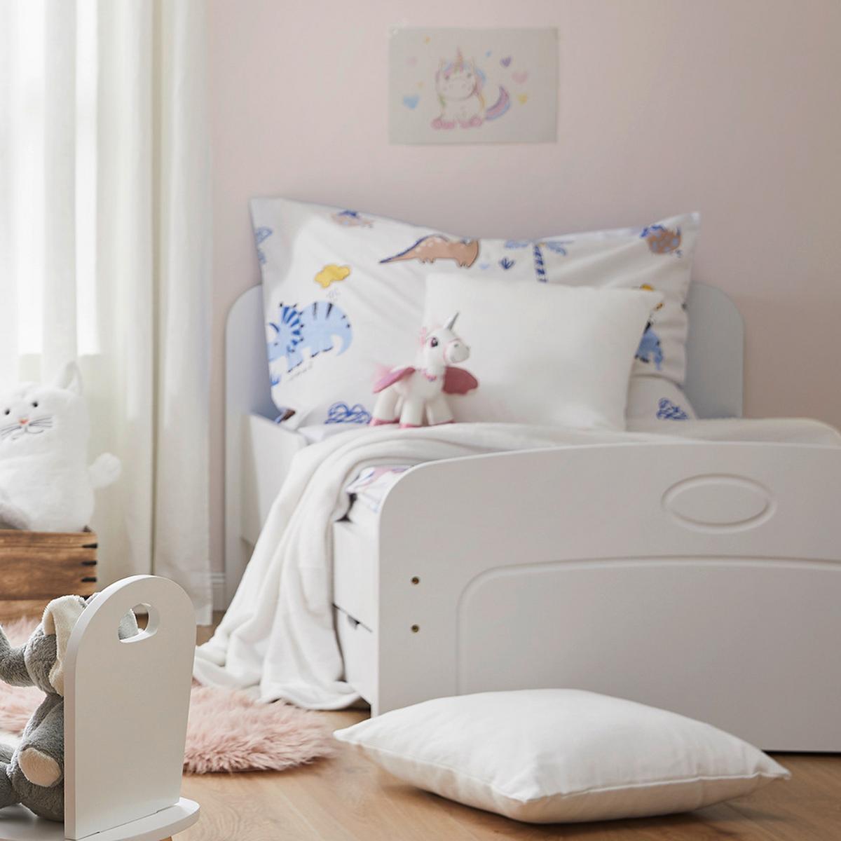 Kinderbett mit Stauraum, Holz, weiss, "Enna", teilmassiv - Weiss, Modern, Holz (90/140-190cm) - Bessagi Kids