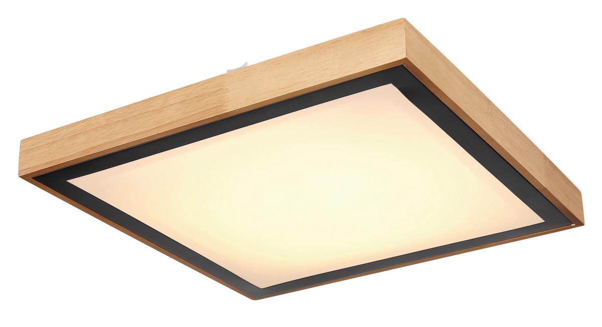 Stropna Led-svetilka Bruno, S Sijalko - črna/bela, Natur, kovina/umetna masa (39/39/9cm) - Globo