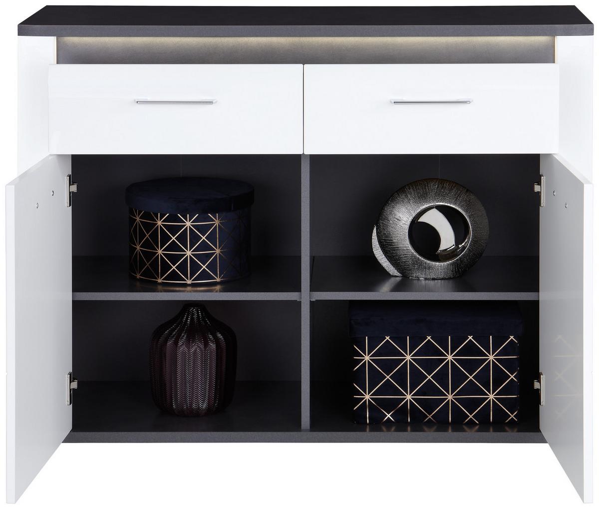 Komoda Alassio Alsk12 - barve kroma/črna, Moderno, umetna masa/leseni material (109/86,2cm) - Mömax
