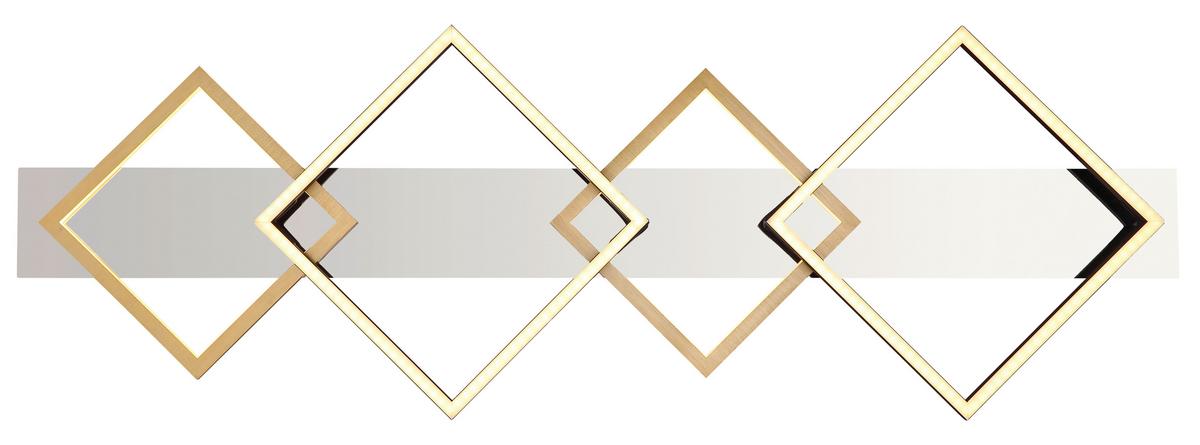 LED-DECKENLEUCHTE 67847-48 - Goldfarben/Opal, Design, Kunststoff/Metall (104,5/35,5/7cm) - Globo