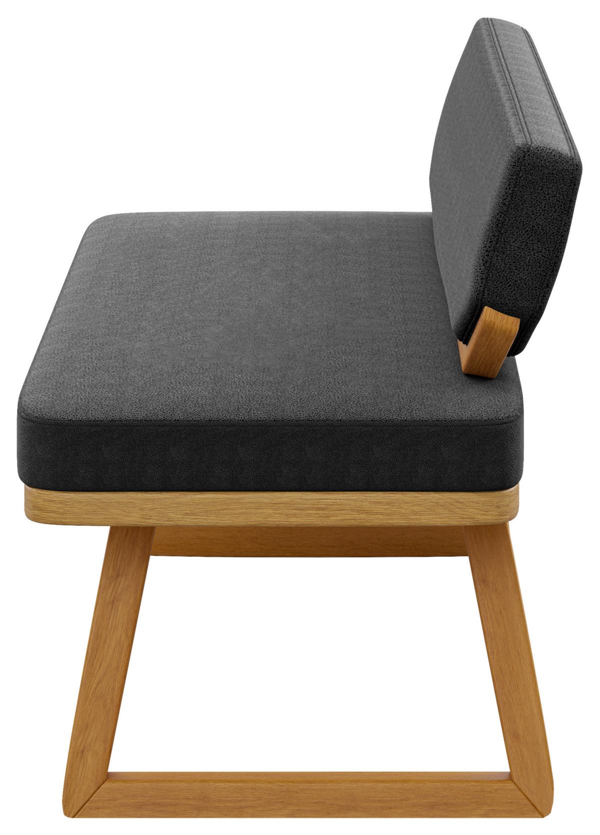 ŁAWKA ALMERO - kolor dębowy/ciemnoniebieski, Basics, drewno/tkanina (190/80/52cm) - Carryhome