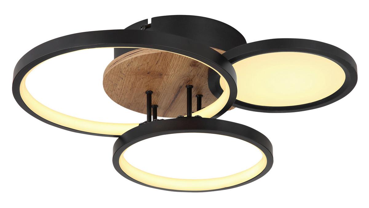 Led Mennyezeti Lámpa Sid - barna/fekete, Design, műanyag/faalapú anyag (40/38/10,5cm)