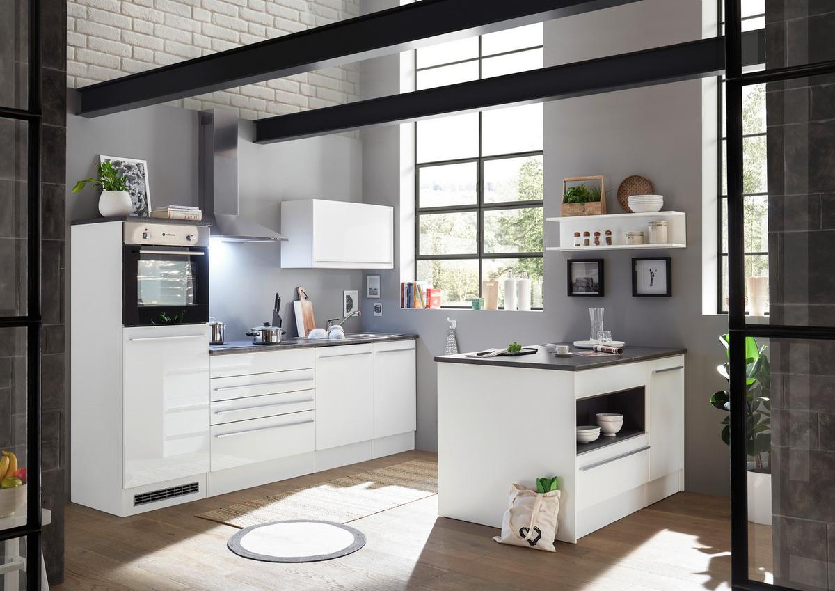 Bucătărie fără electrocasnice JAZZ - alb/gri închis, Modern, material pe bază de lemn (260/200/60cm) - Modern Living