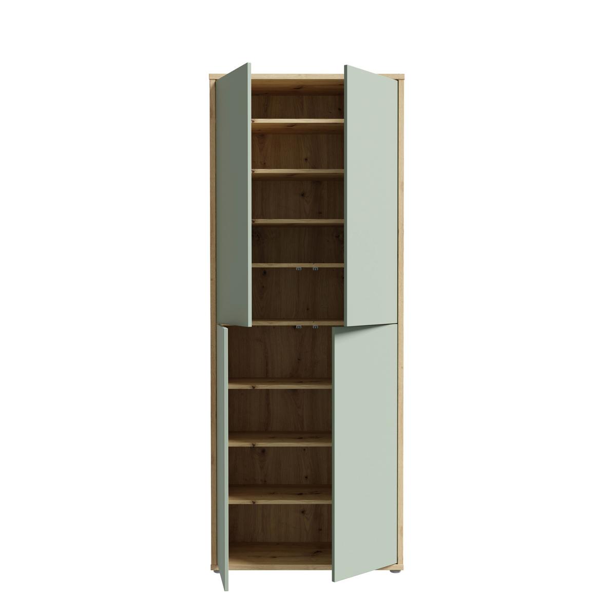 Ormar Za Cipele Alice - siva/hrast Artisan, Moderno, drvni materijal/plastika (74,5/191,9/34,9cm) - Modern Living