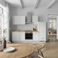 Küchenleerblock Frame Low o. Geräte Weiß - Edelstahlfarben/Eichefarben, MODERN, Holzwerkstoff/Metall (270cm) - Nobilia