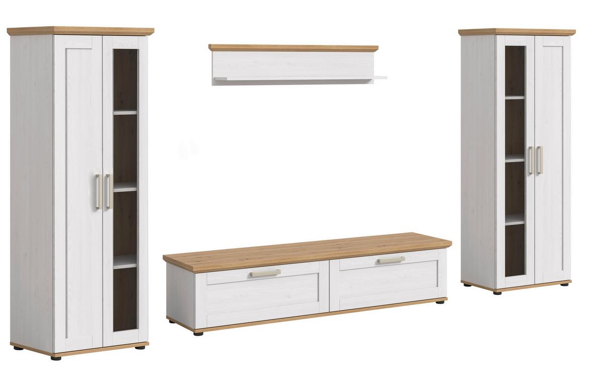 Dnevni Regal Verona, Bela, Barva Macesna, 4-Delni - srebrne barve/barve macesna, Design, umetna masa/leseni material (316/161/40cm) - Livetastic