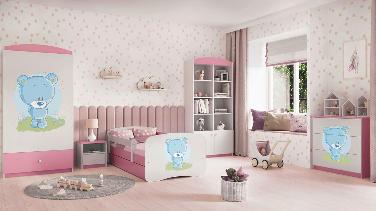 Otroška Postelja Babydreams, Bela, Roza, 80x160cm - pink/bela, Moderno, tekstil/leseni material (80/160cm) - MID.YOU