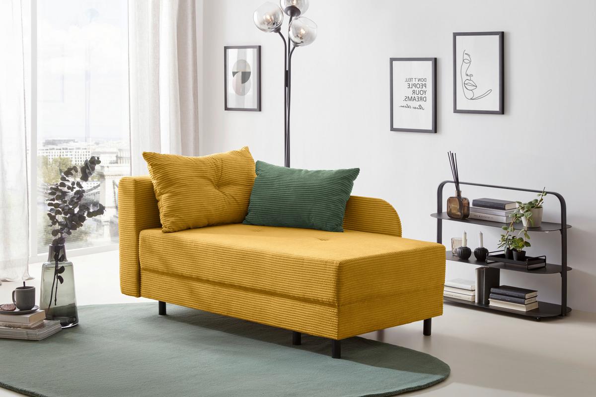 Liege Nova Senfgelb - Senfgelb/Schwarz, MODERN, Holz/Textil (85/62/145cm) - Mömax