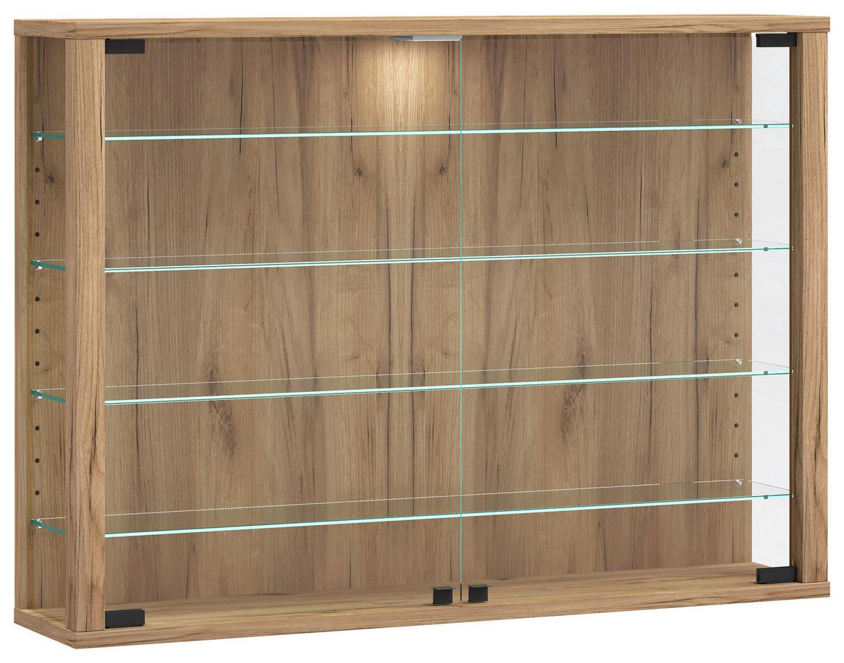 Viseča Vitrina Vitrosa L, Barva Hrasta - medeni hrast, Design, steklo/leseni material (83/60/18cm) - MID.YOU