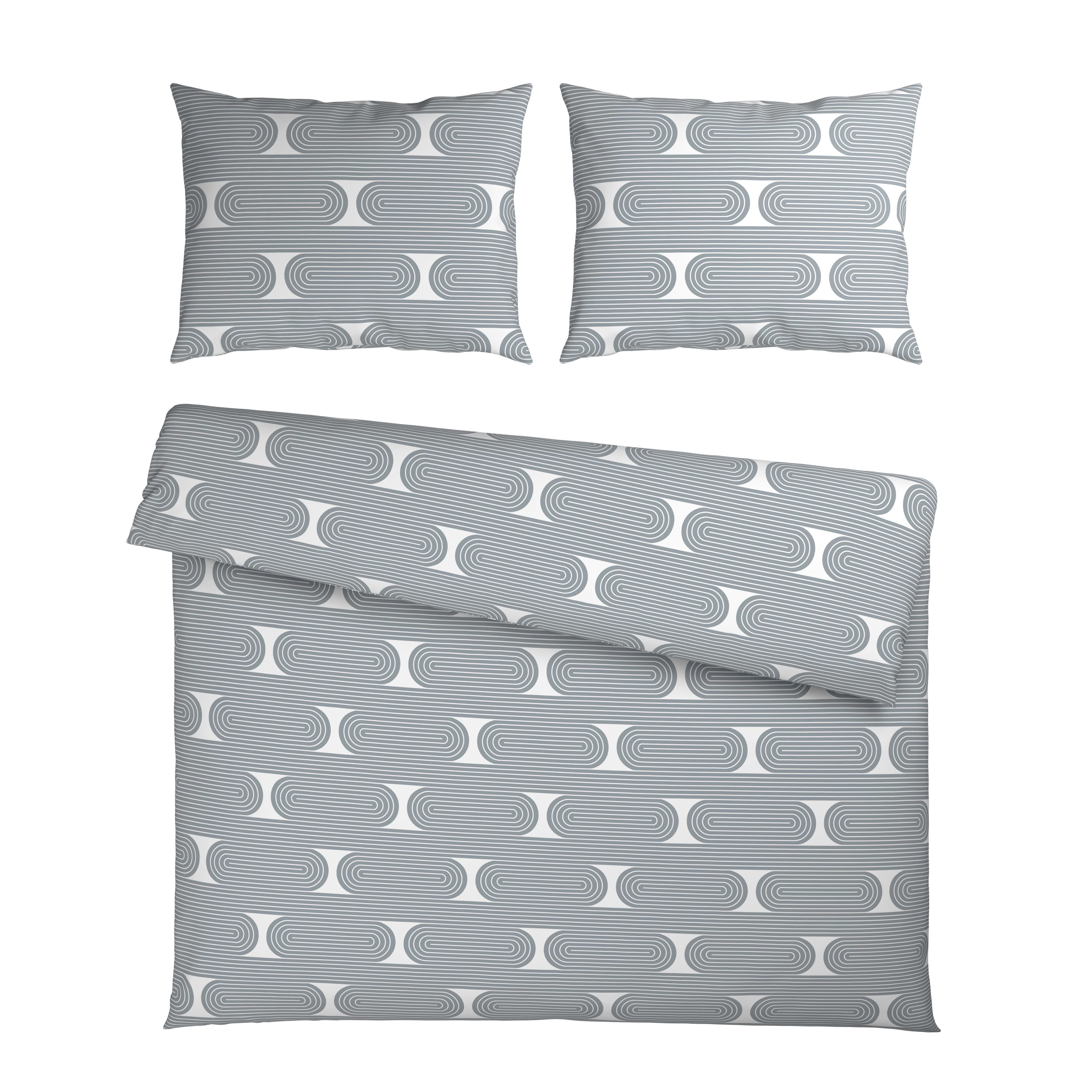 Bettwäsche Retro XXL Blau/Weiß ca. 200x220cm - Blau/Weiß, MODERN, Textil (200/220cm) - Mömax