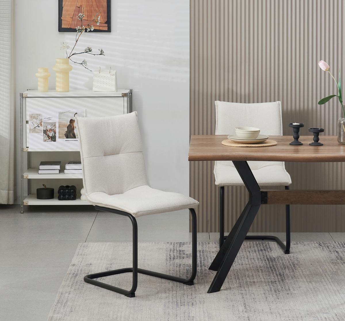 SCHWINGSTUHL-SET SONJA - Creme/Schwarz, Modern, Textil/Metall (46/89/57cm) - MID.YOU