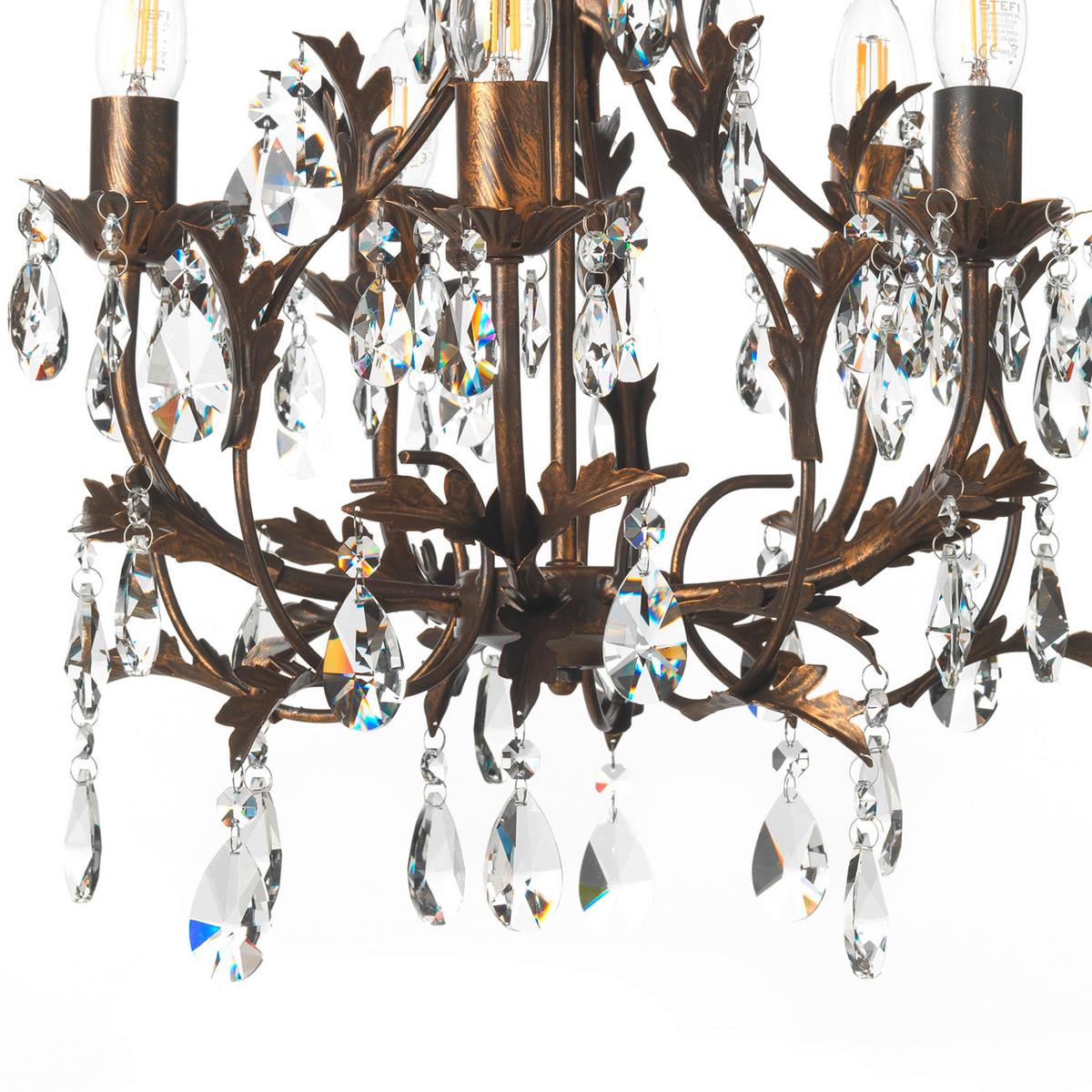 Kristall-Hängeleuchte Botte Bronzefarben max. 6 Watt - Bronzefarben, KONVENTIONELL, Glas/Metall (42/80cm)