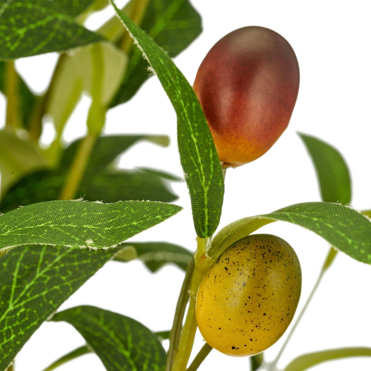 Kunstpflanze Olivenstrauch Grün ca. 48cm - Schwarz/Olivgrün, Basics, Kunststoff/Metall (48cm) - Mömax