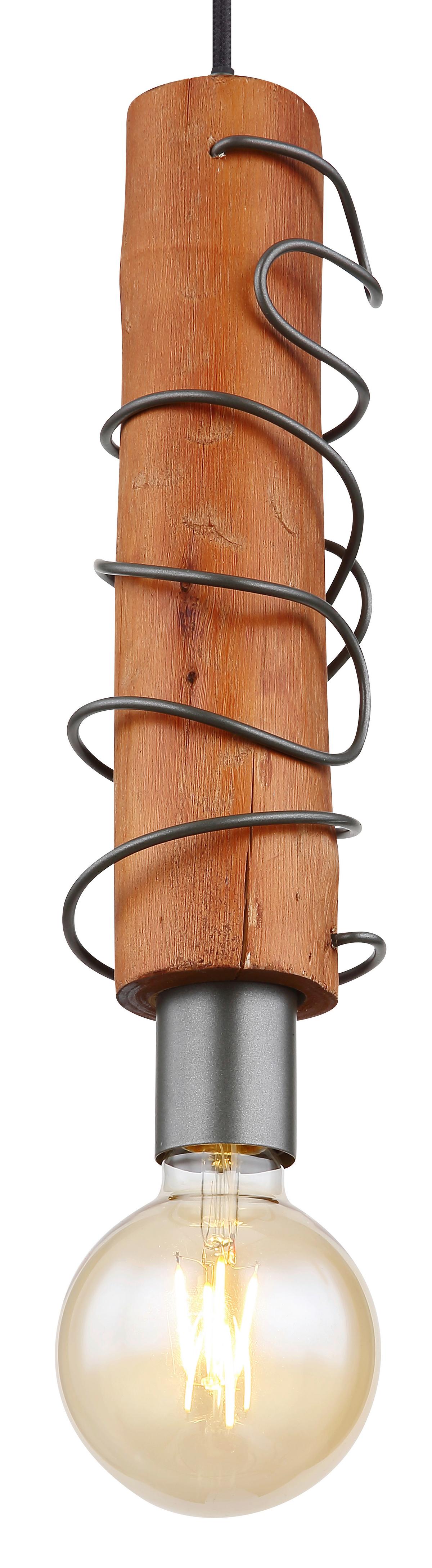 Viseča Svetilka 15456h - siva/rjava, Natur, kovina/les (10/120cm) - Globo