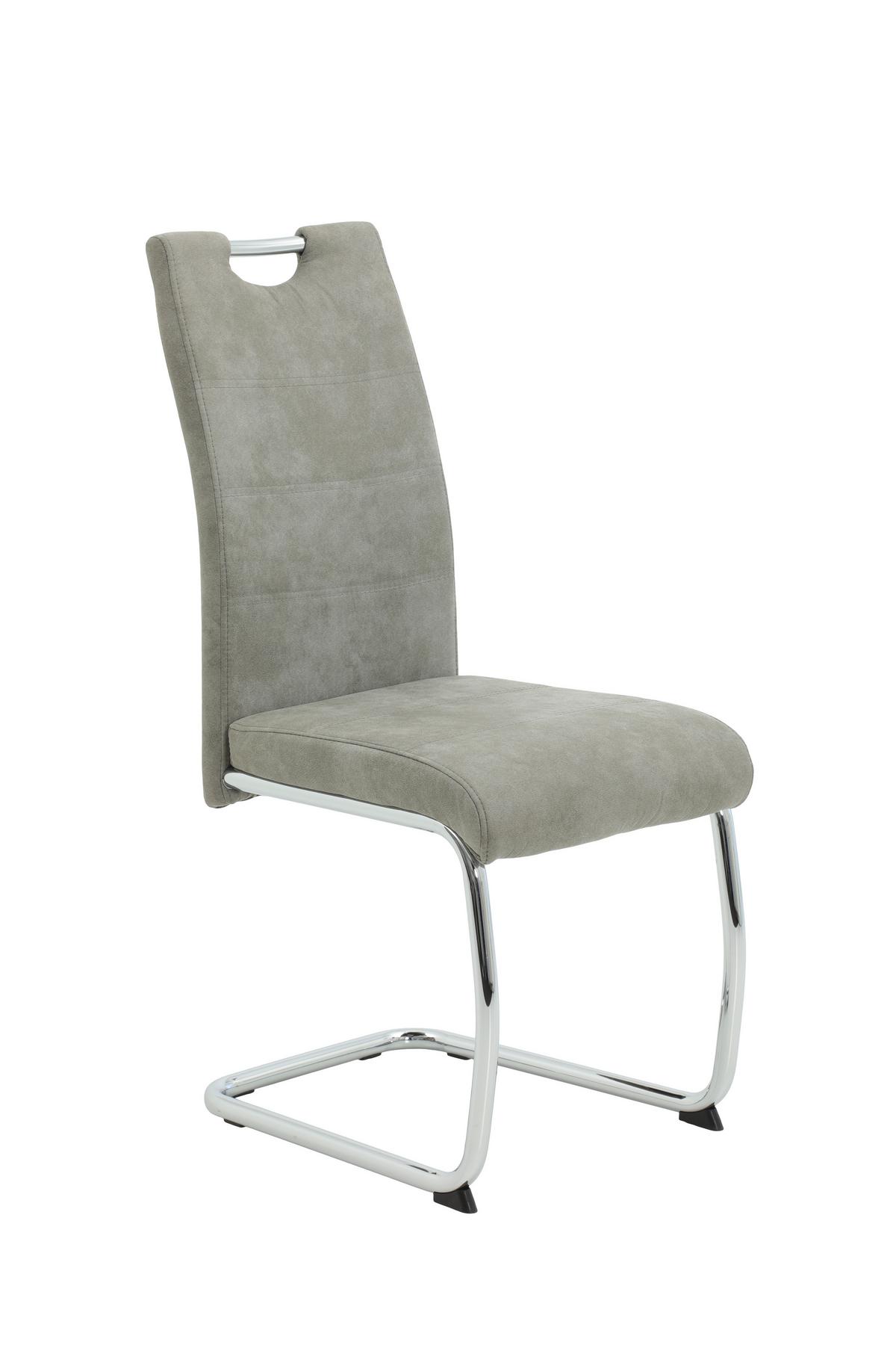 Schwingstuhl-Set Flora II S 2er-Set ca. 43x98 cm Grau - Chromfarben/Grau, MODERN, Textil/Metall (43/98/59cm) - MID.YOU