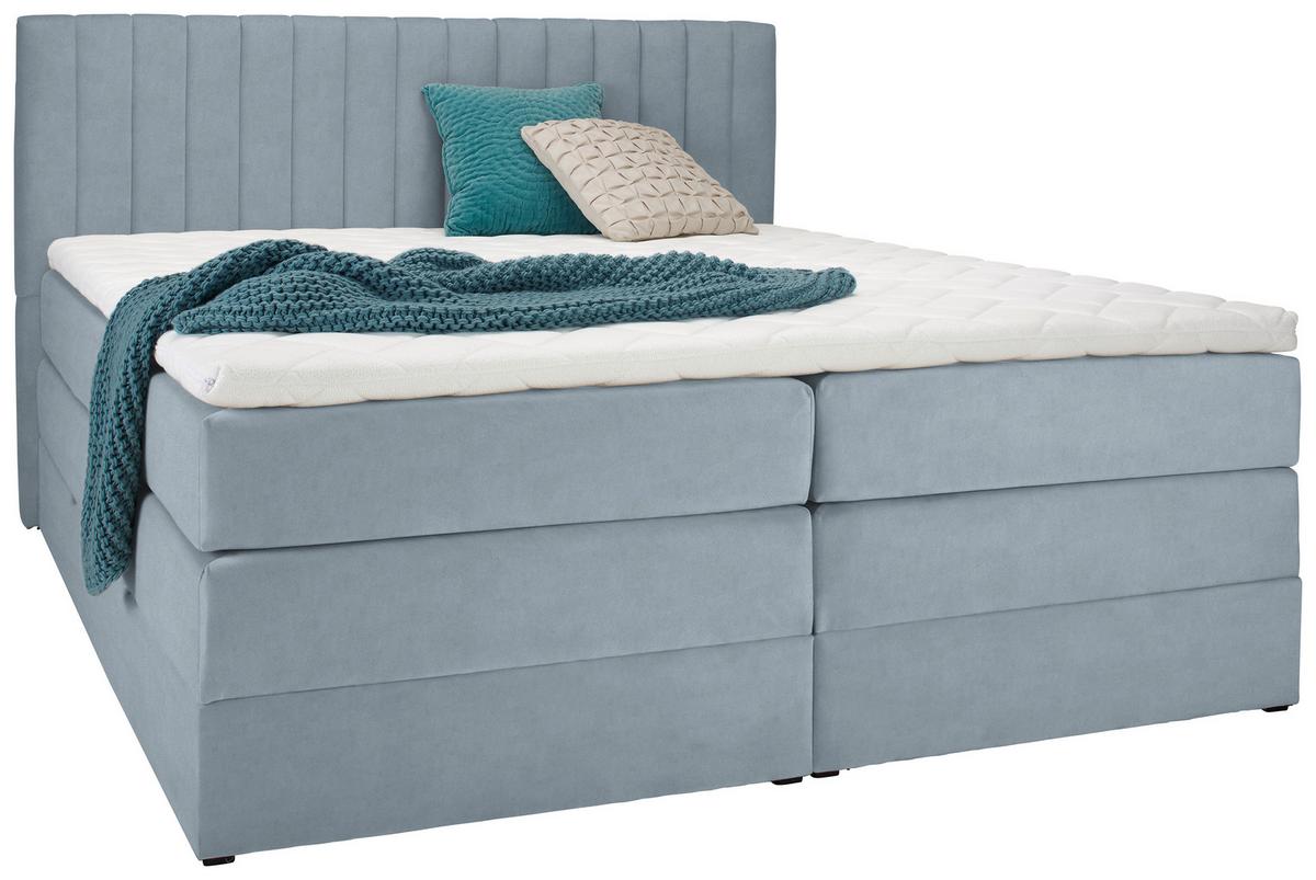 Postelja Boxspring Simon, Metino Zelena, 160x200 - črna/metino zelena, Konvencionalno, umetna masa/tekstil (160/200cm) - Premium Living
