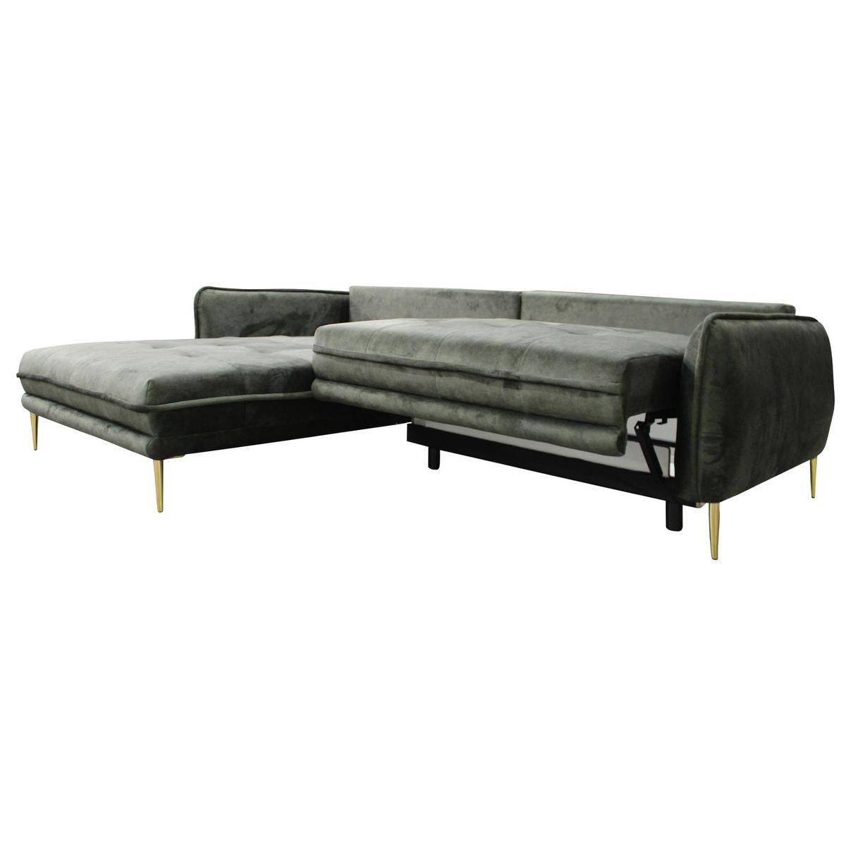 Kutna Garnitura Whisper - tamno zelena/zlatne boje, Moderno, tekstil/metal (194/90/260cm) - Modern Living