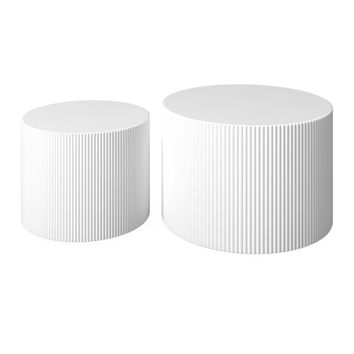 Couchtisch-Set Arlo Weiß MDF rund - Weiß, MODERN, Holzwerkstoff (60/45/40/35/60/45cm) - Bessagi Home