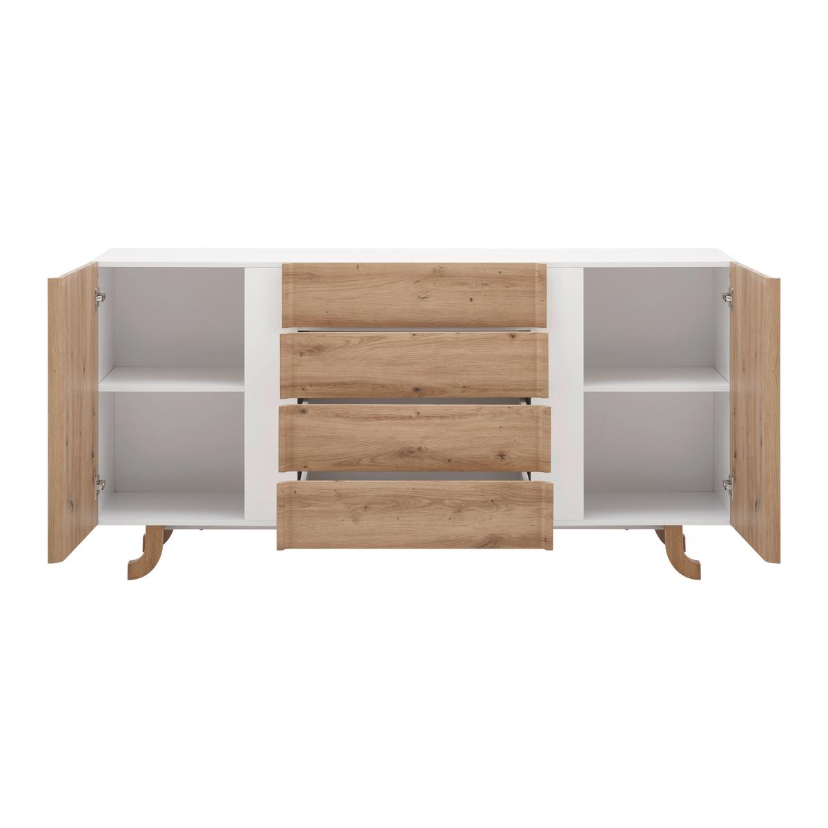 Sideboard Vira Kieferfarben/Weiß Echtholz - Weiß/Kieferfarben, MODERN, Holz (172/85/43cm) - Bessagi Home