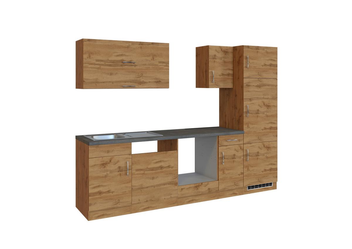 Küchenleerblock Sorrento ohne Geräte ca. 270 cm Eichefarben - Eichefarben/Anthrazit, MODERN, Holzwerkstoff (270/200/60cm) - Held