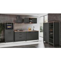 Küchenleerblock Bundle 8 o. Geräte Anthrazit - Anthrazit/Schwarz, MODERN, Glas/Holzwerkstoff (430cm) - home24