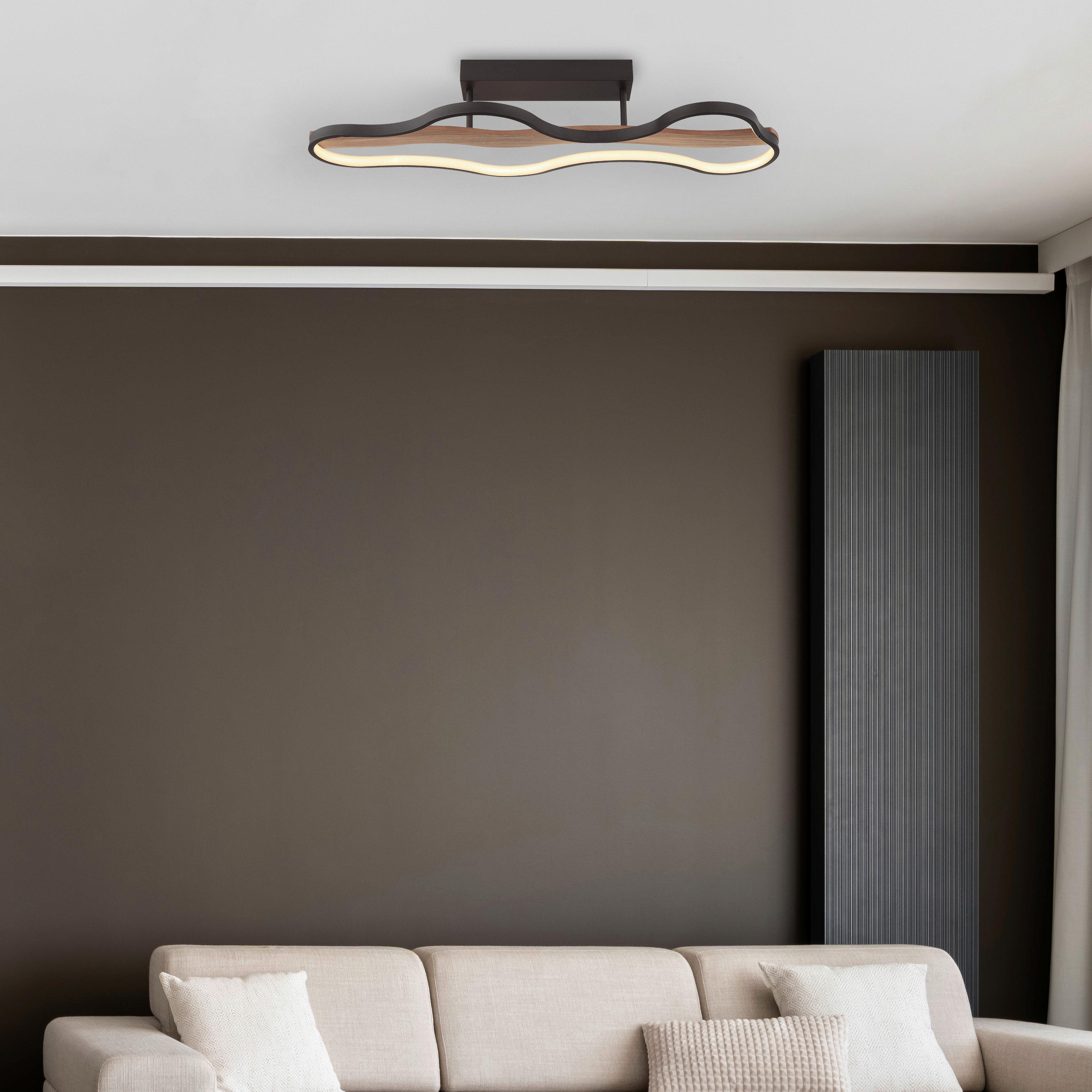 LED-DECKENLEUCHTE 67181D - Dunkelbraun/Opal, Natur, Holz/Kunststoff (80,6/29/15cm) - Globo