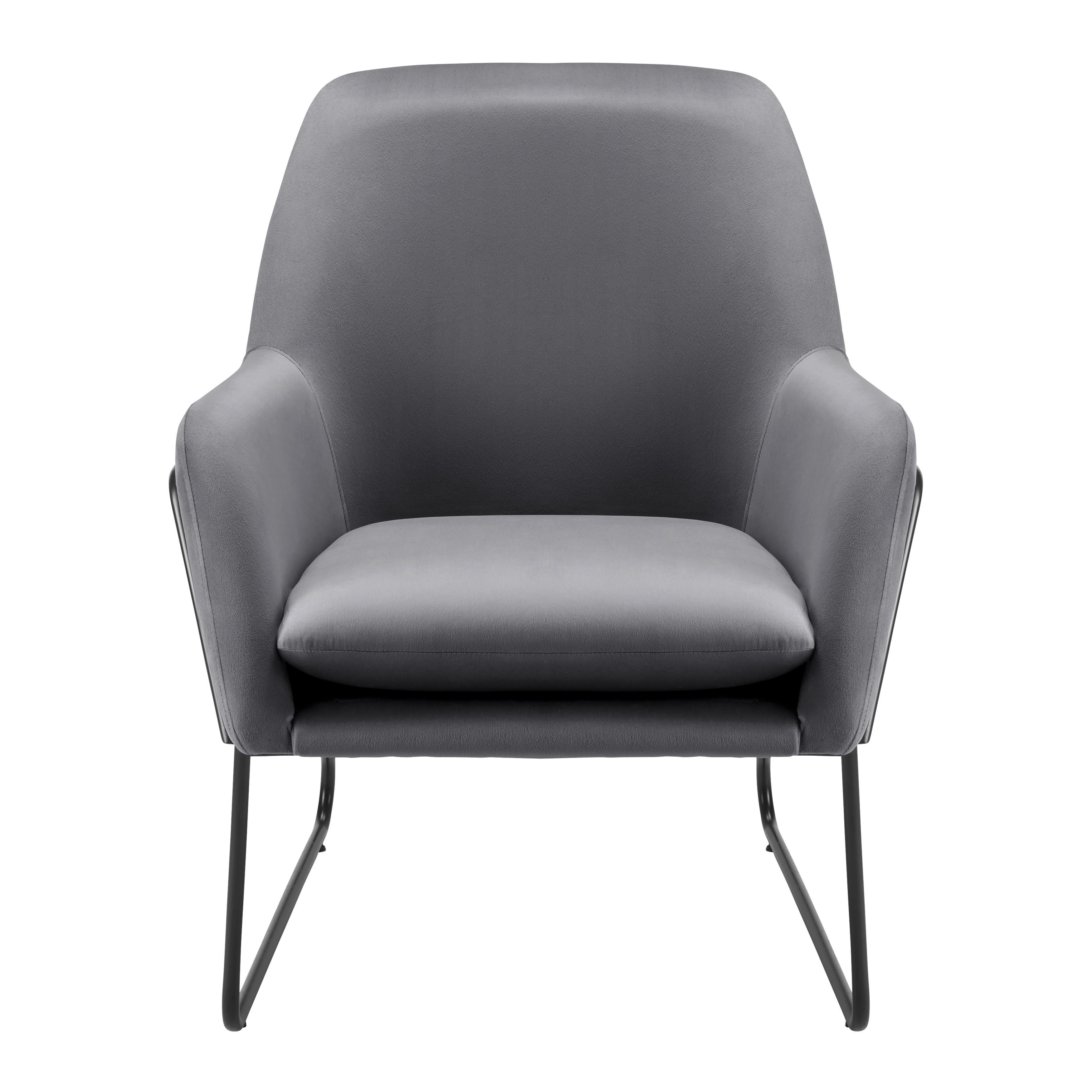 Relaxsessel Kezia Dunkelgrau Samt - Dunkelgrau/Schwarz, MODERN, Textil/Metall (71/84/79cm) - Bessagi Home