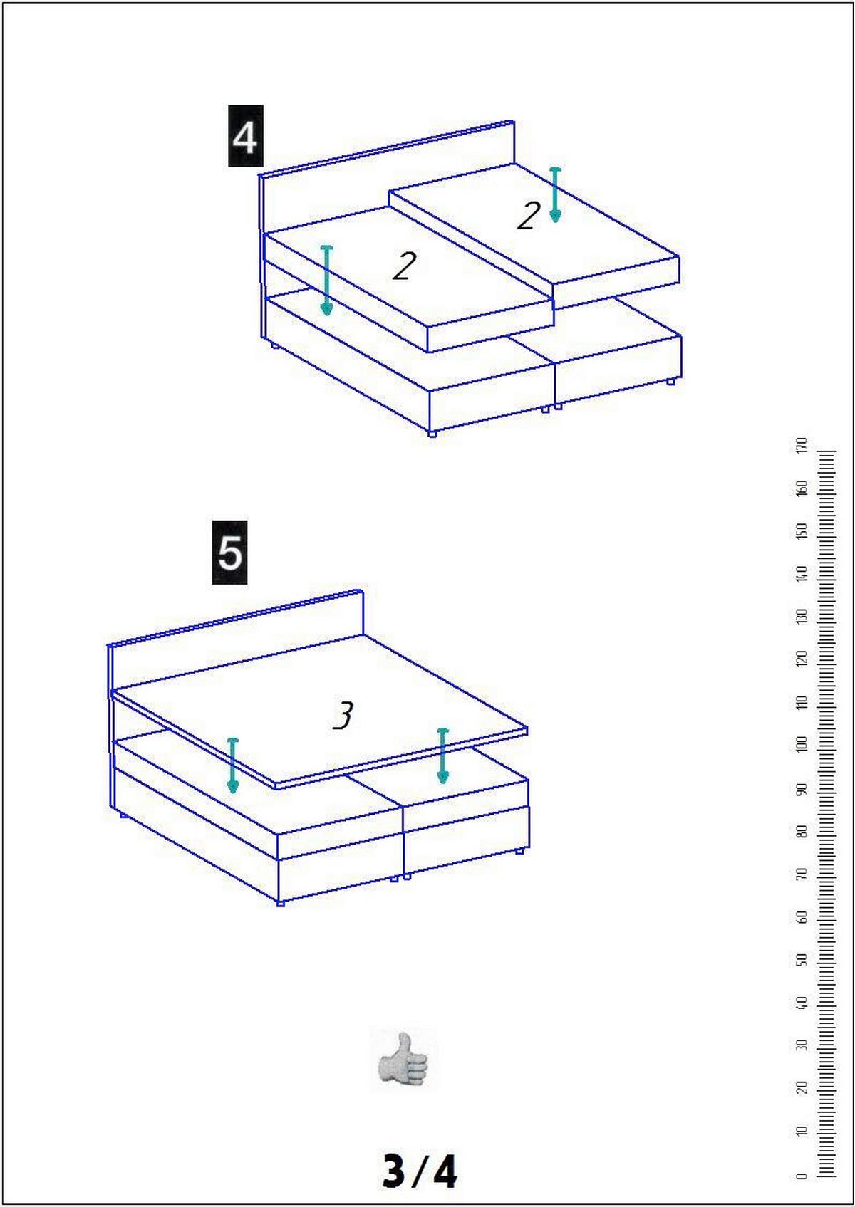 Boxbett Melia Grau ca. 180x200 cm mit Topper - Schwarz/Grau, MODERN, Holz/Holzwerkstoff (180/200cm) - Bessagi Home