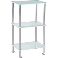 Regal Glare, Bela, Steklo - barve nerjavečega jekla/bela, Moderno, kovina/steklo (40/70/30cm) - Luca Bessoni