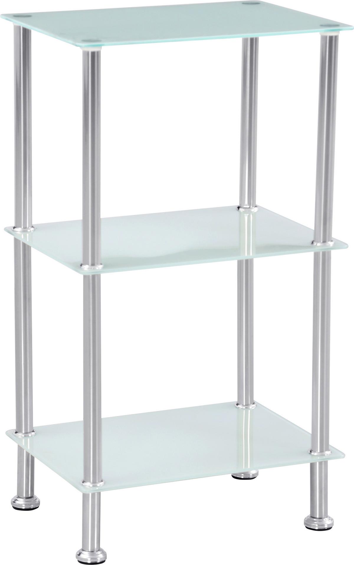 Regal Glare, Bela, Steklo - barve nerjavečega jekla/bela, Moderno, kovina/steklo (40/70/30cm) - Luca Bessoni