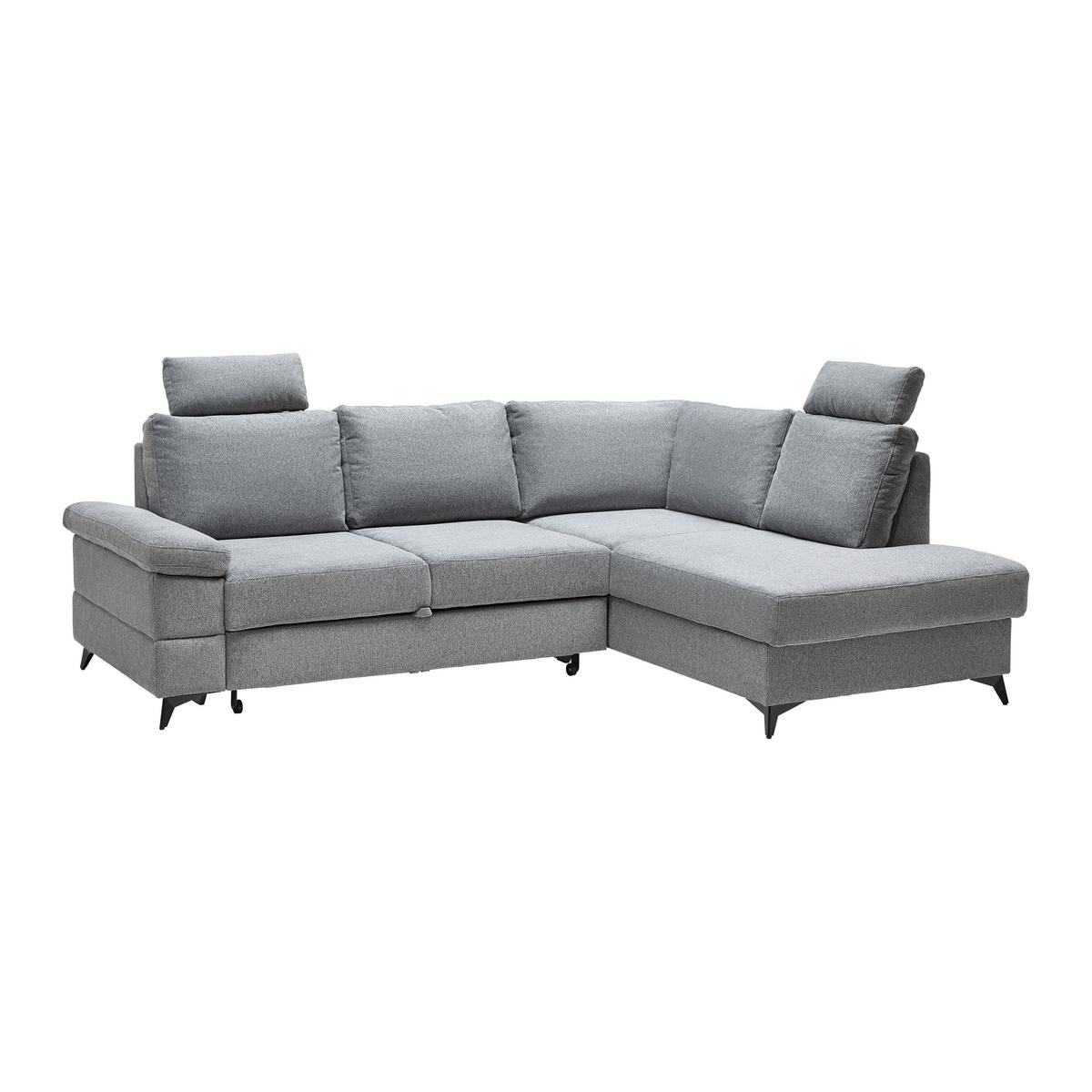 Ecksofa Sara Grau - Schwarz/Grau, MODERN, Textil/Metall (250/87-103/189cm) - Mömax
