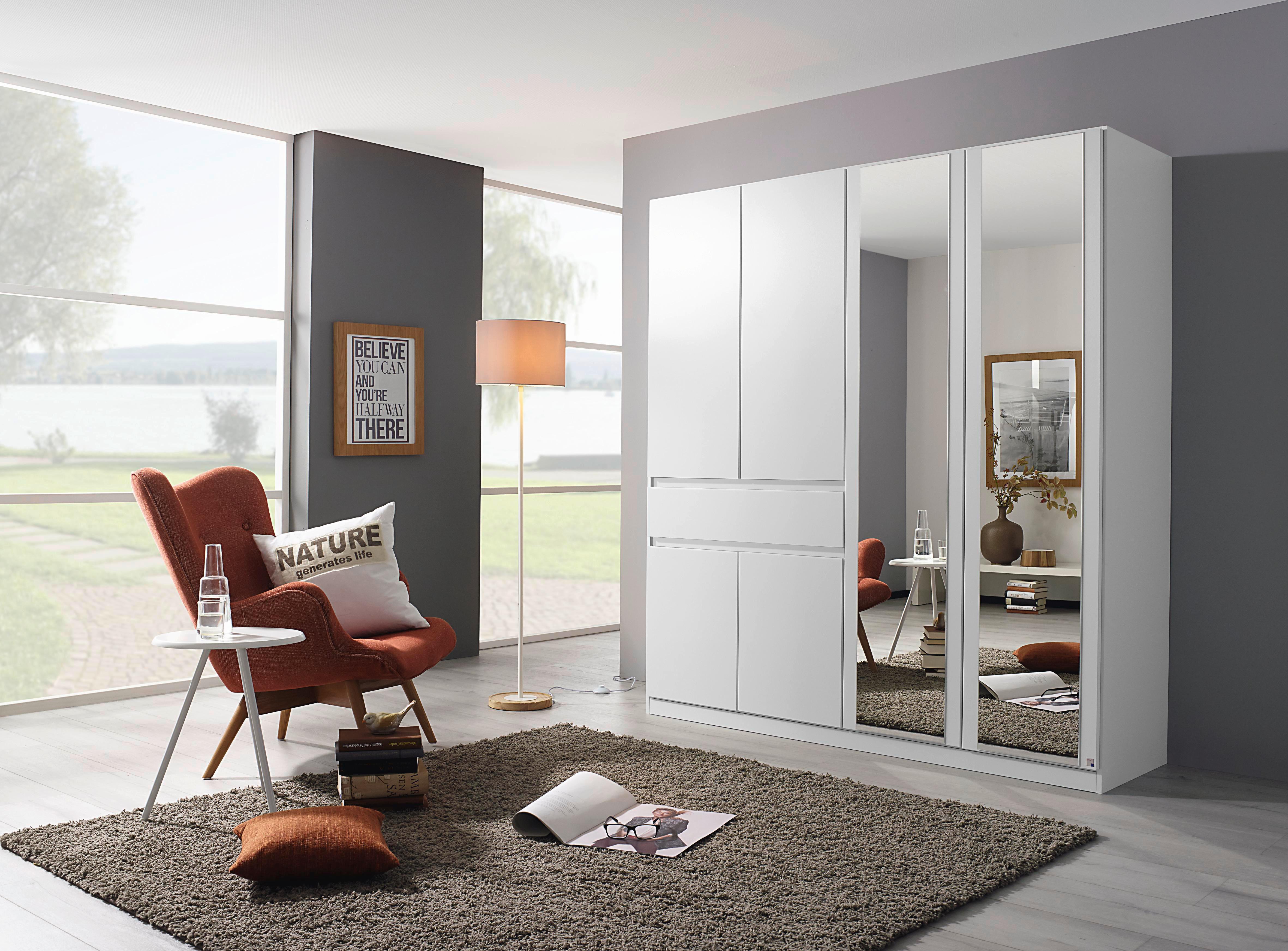DULAP USI ROTATIVE TÜBINGEN - alb, Design, sticlă/material pe bază de lemn (181/197/54cm) - Modern Living