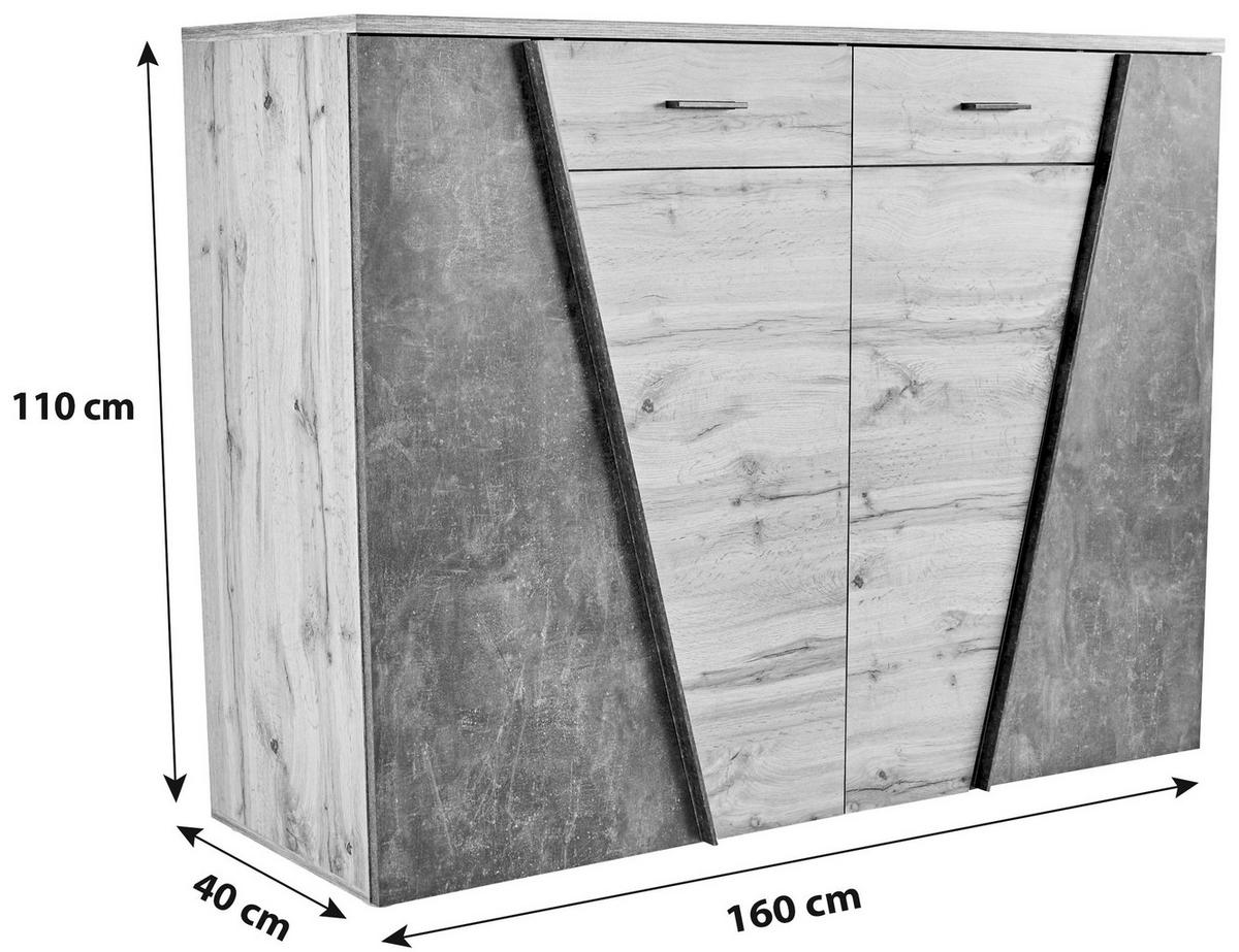 Komoda Venedig - barve kroma/siva, Moderno, umetna masa/leseni material (160/110/40cm) - Mömax