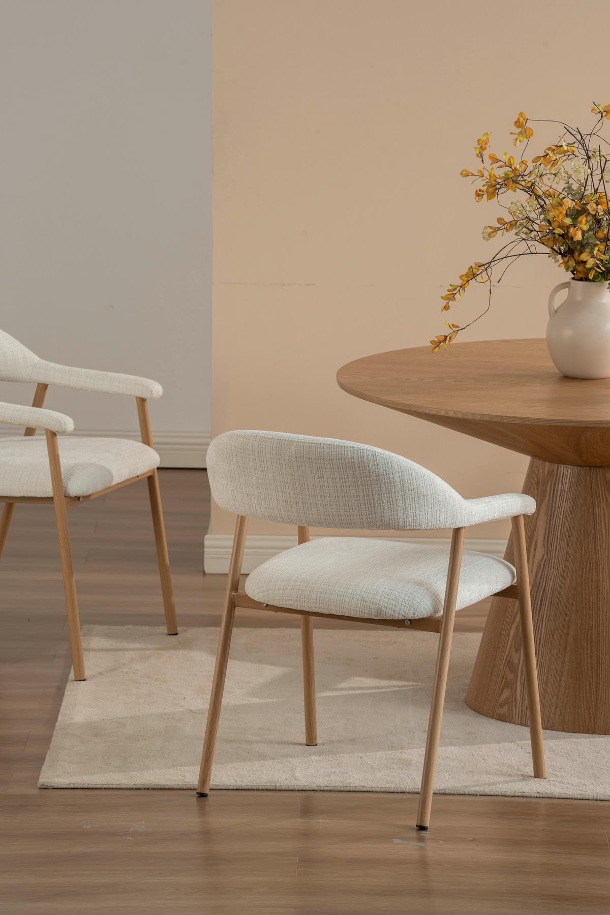 Armlehnstuhl Silke Eichefarben/Beige - Eichefarben/Beige, MODERN, Holz/Textil (57/78/60cm) - Mömax
