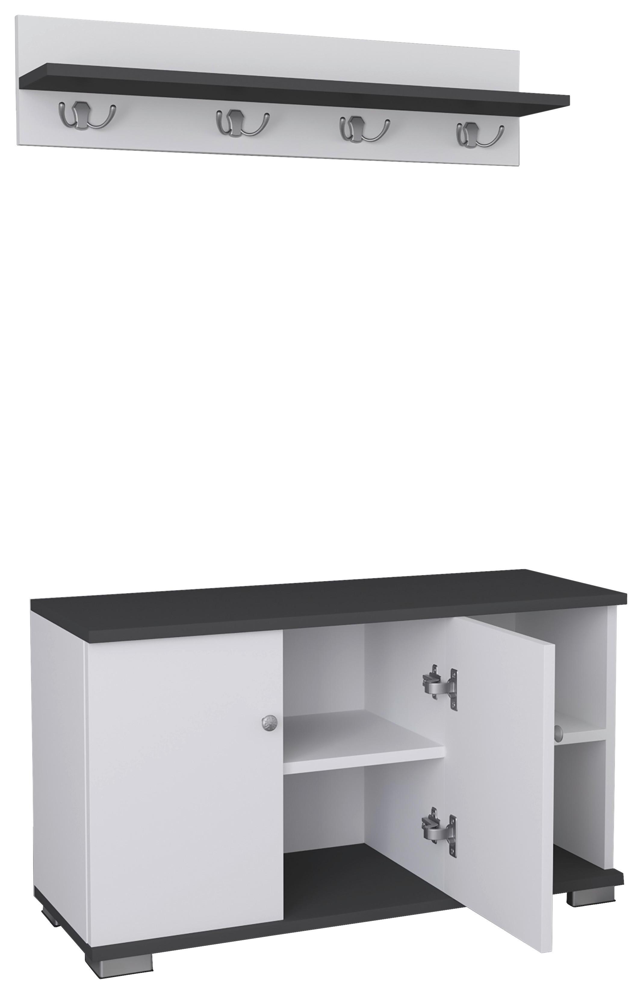 Garderobe GADOS Anthrazit/Weiß  ca.90x82x33cm - Anthrazit/Weiß, MODERN, Holzwerkstoff (90/82/33cm) - MID.YOU