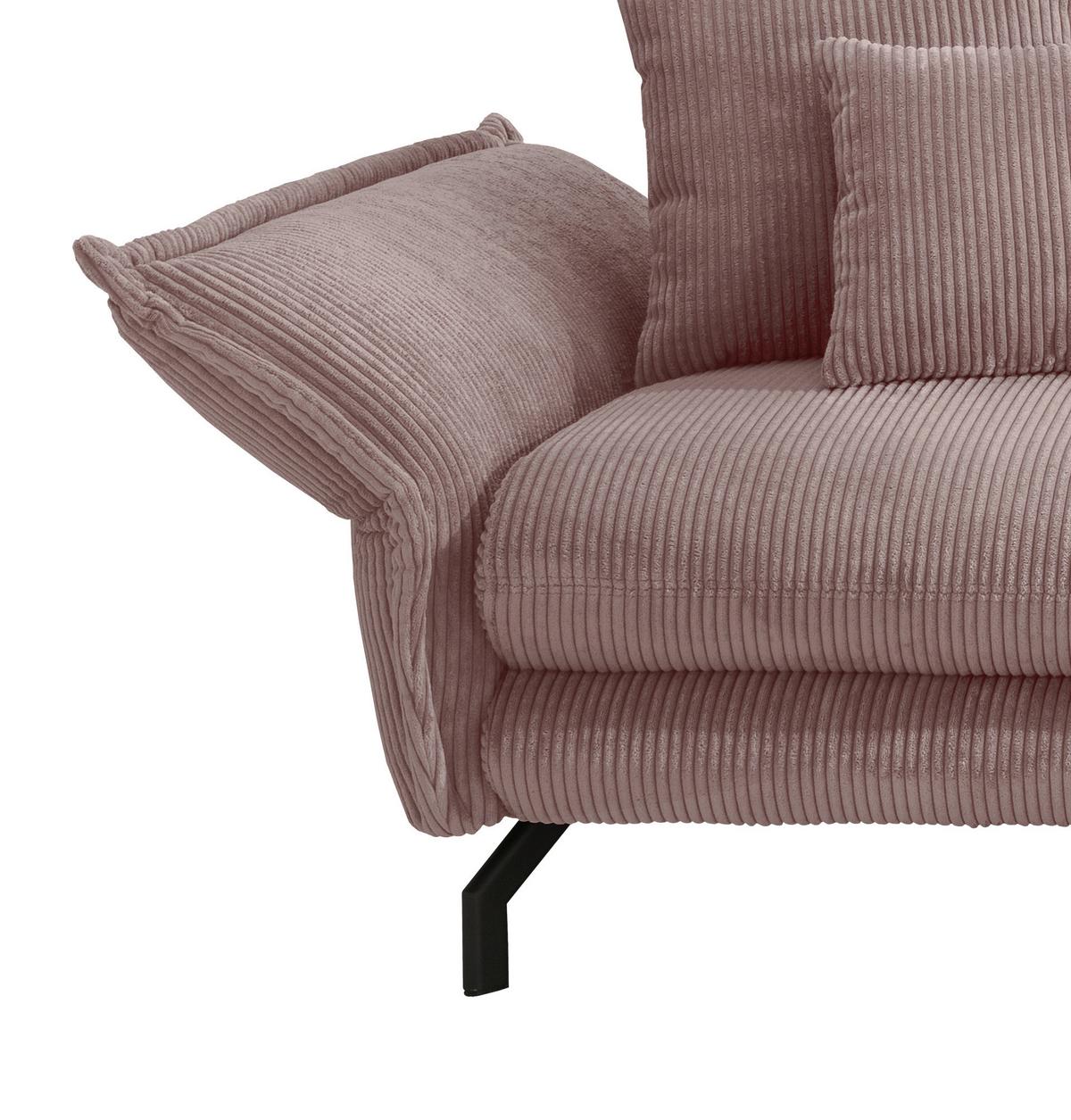 Wohnlandschaft Lava Rosa Cord - Schwarz/Rosa, MODERN, Textil/Metall (255/180cm) - Livetastic