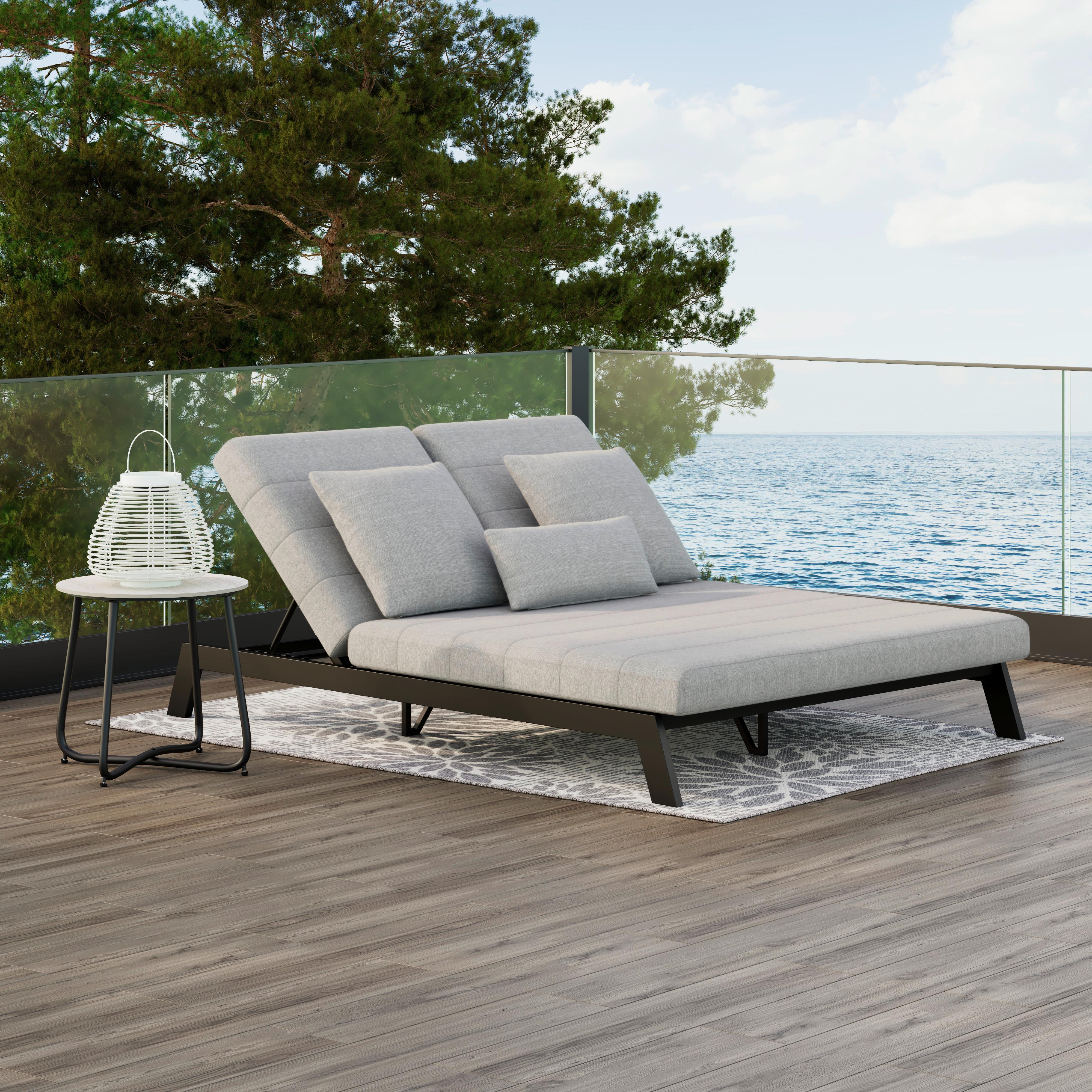 Gartenliege Nouri Hellgrau Metall/Textil - Hellgrau, MODERN, Textil/Metall (202/37/143cm) - Bessagi Garden